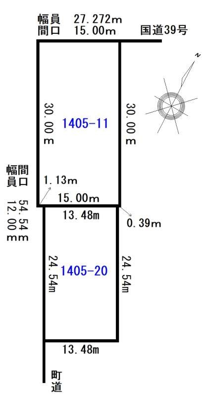 土地　当麻町宇園別1区1405-11、-20 間取り