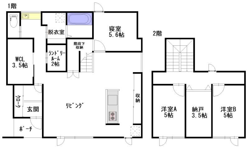 戸建　末広2条2丁目 間取り